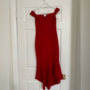 ASOS Petite Off The Shoulder Red Dress